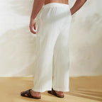 Herren lässige Leinen-Relax-Hose mit palmenmotivierten Taschen