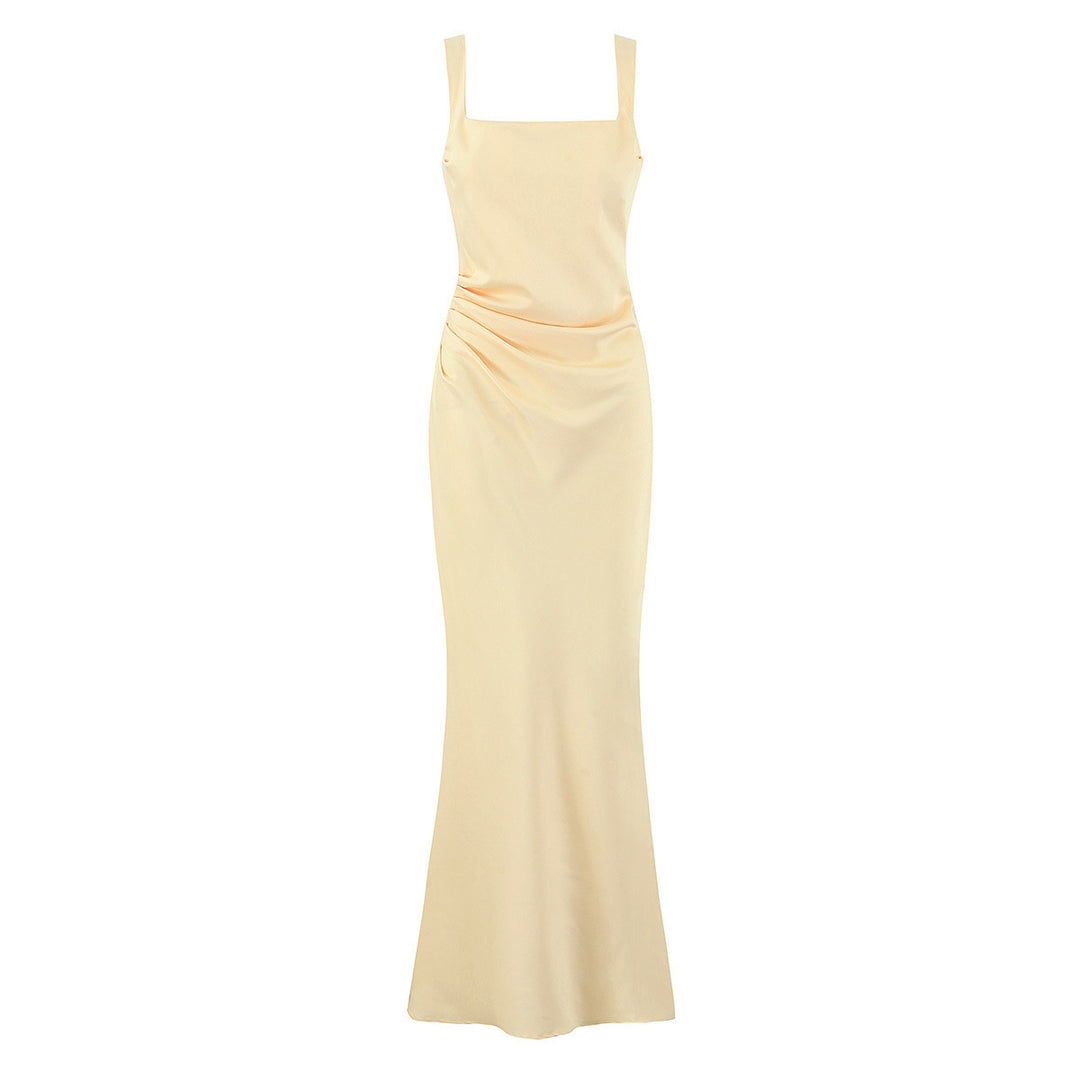 Damen Maxikleid mit elegantem Quadrat-Ausschnitt und raffinierten Drapierungen R&B