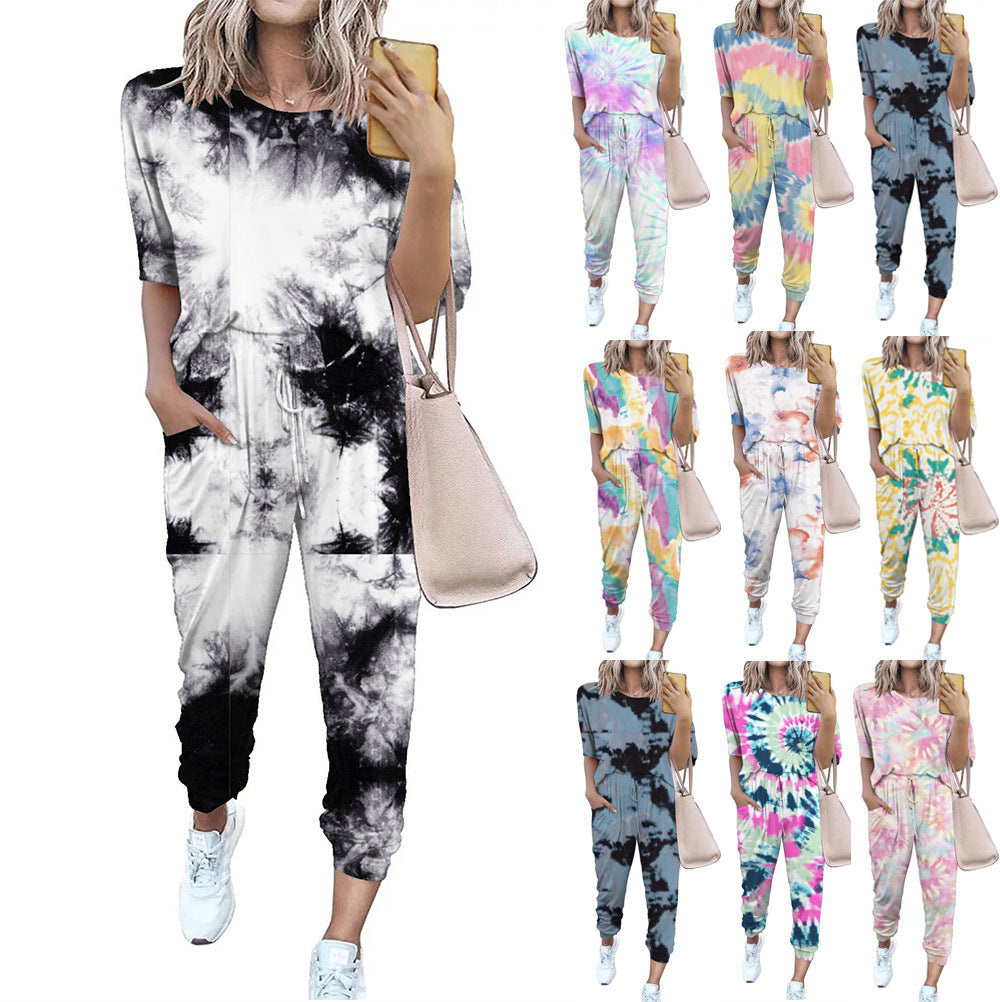 Damen Leichter Freizeit-Jumpsuit mit einem auffälligen Batik-Muster und praktischen Taschen R&B