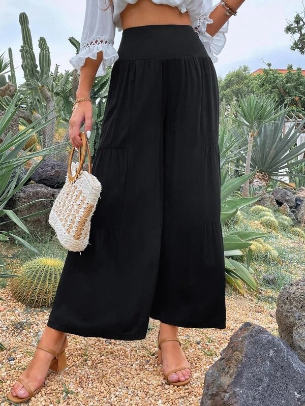 Damen Weite Sommerhose mit hohem Bund und luftiger Passform R&B