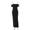 Damen Damenhaftes Maxi-Kleid mit off-shoulder Design und eleganten Knopfdetails R&B