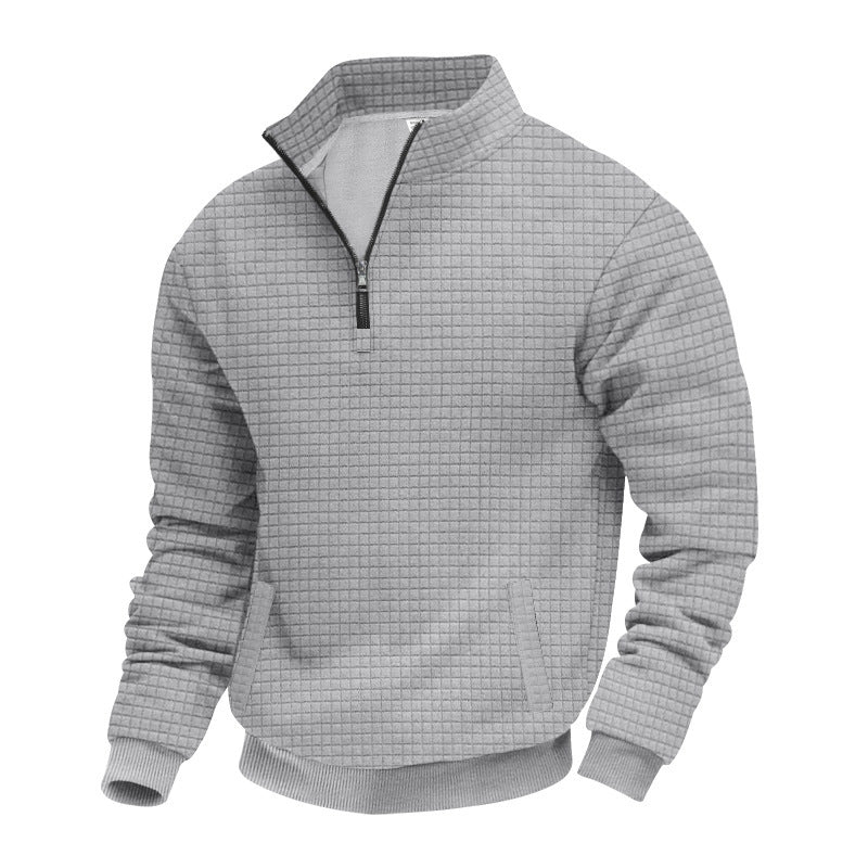 Herren Stepppullover mit halbem Reißverschluss und modernem Strukturdesign R&B
