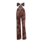 Damen Jumpsuit mit aufregendem Leopardendruck und raffiniertem Rückenausschnitt R&B