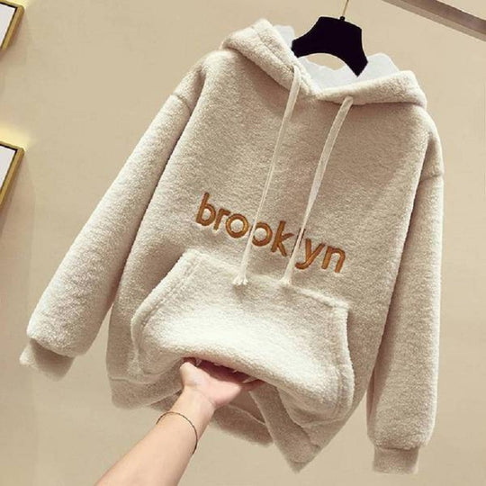 Damen kuscheliger Hoodie mit bequemer Passform und lässigem Schriftzug R&B