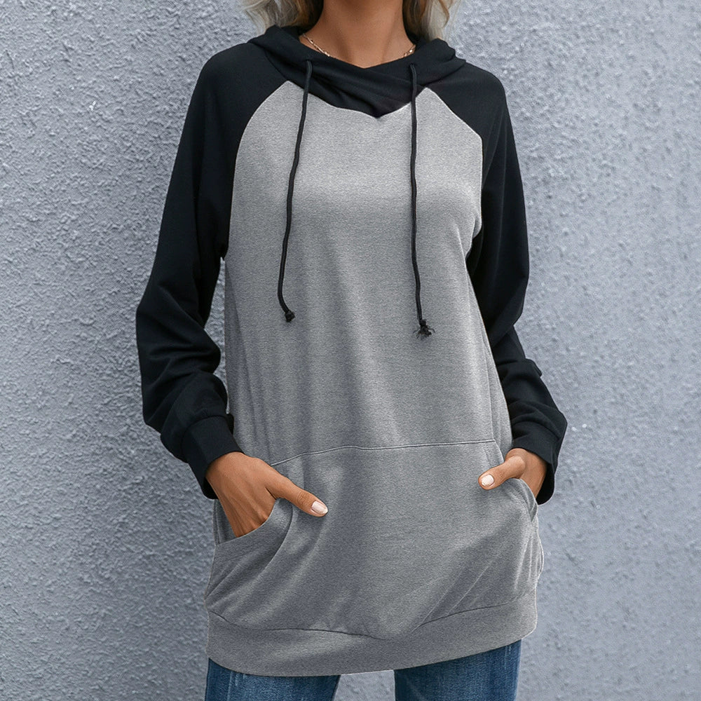 R&B | Hoodie Lockere Passform Weiches Strickmaterial Raglanärmel Kapuze mit Kordelzug