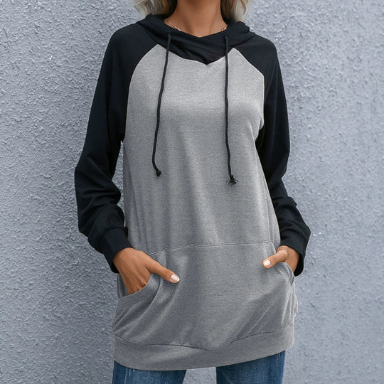 R&B | Hoodie Lockere Passform Weiches Strickmaterial Raglanärmel Kapuze mit Kordelzug