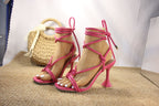 Damen High-Heel Sandalen mit R&Brnen Schnürdetails und eleganter Absatzhöhe R&B