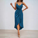 Damen Etuikleid mit elegantem Wickel-Design und schwingendem Saum R&B