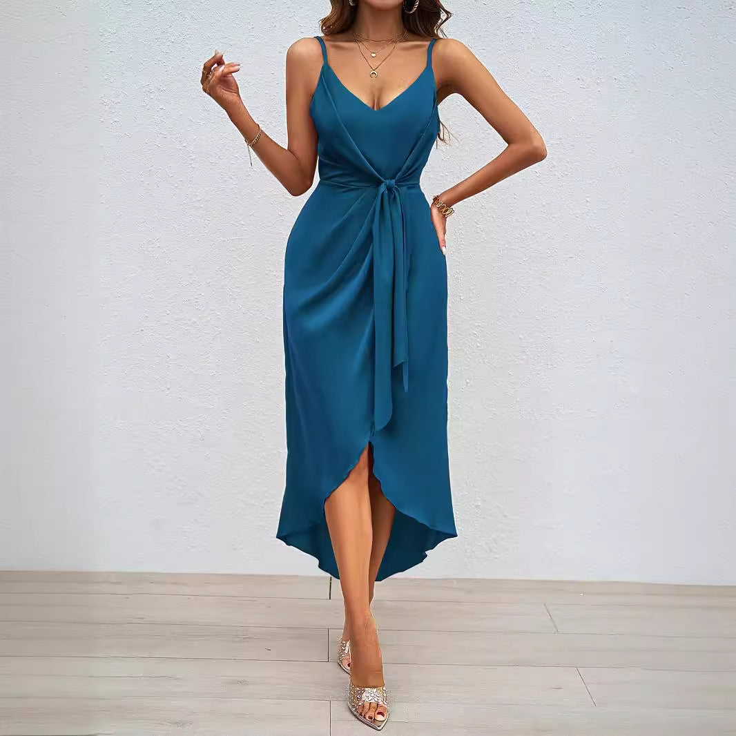 Damen Etuikleid mit elegantem Wickel-Design und schwingendem Saum R&B