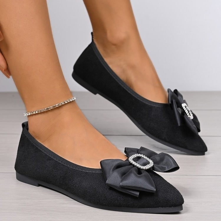 Damen elegante Ballerinas mit glamouröser Schleifen-Applikation R&B