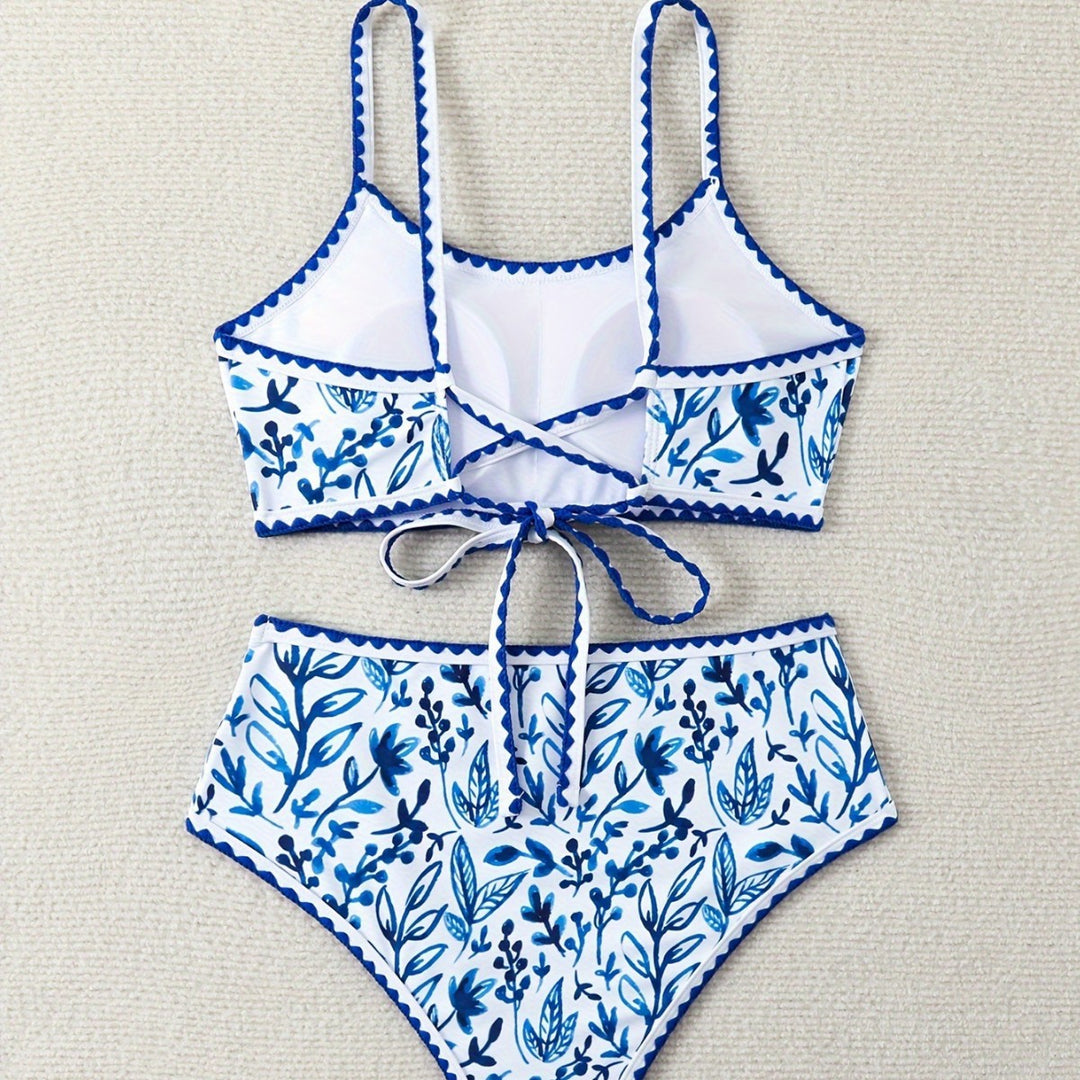 Damen Hochtailliertes Bikiniset mit floralem Design R&B