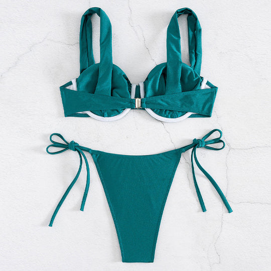 Damen Push-Up Bikini mit großzügigen Trägern und stilvollen Schleifen R&B
