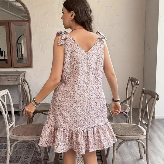 Damen kurzes Sommerkleid mit Rüschendetails und Knopfleiste R&B