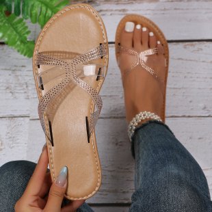 Damen Glamouröse Zehentrenner-Sandalen mit funkelnden Akzenten R&B