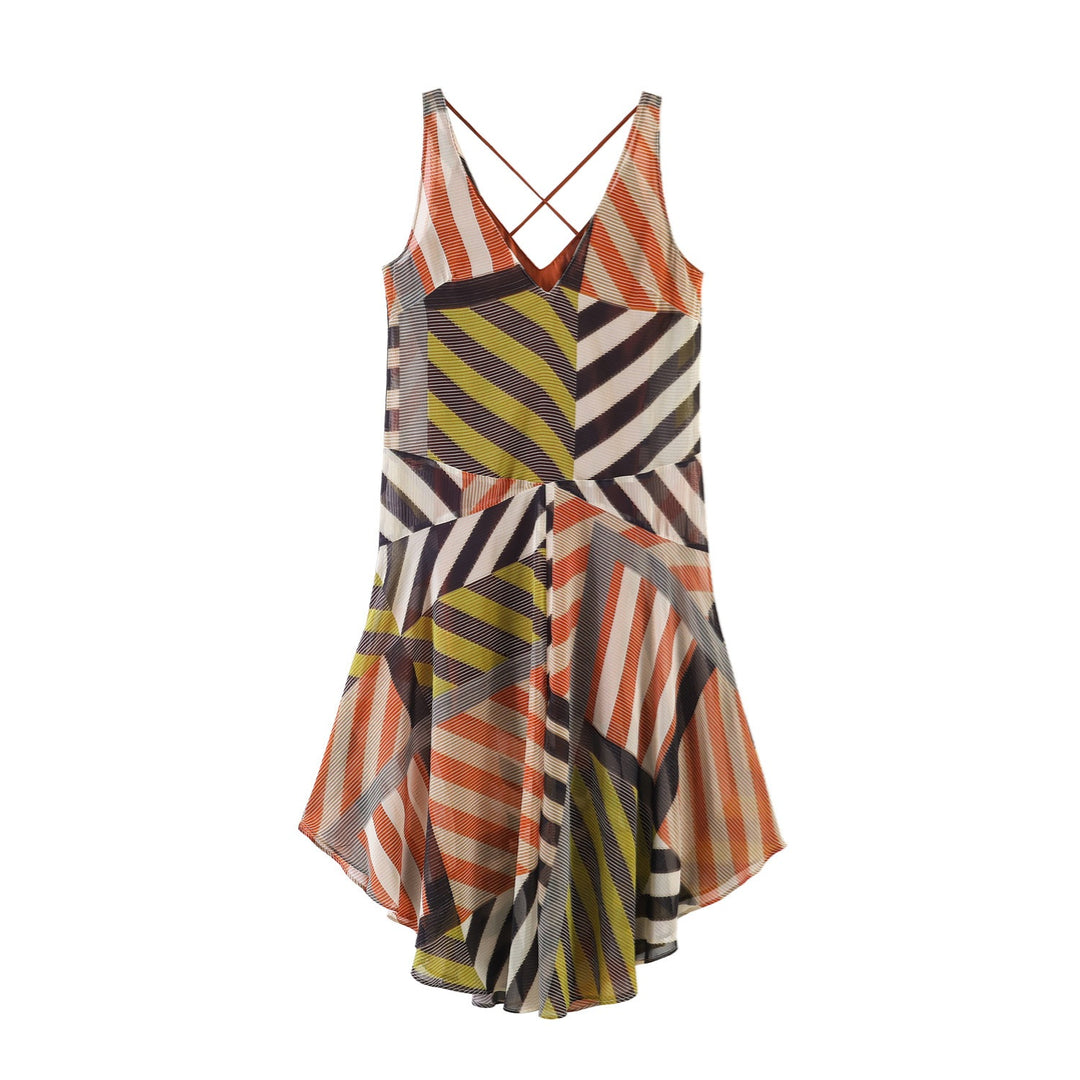 Damen Sommerliches Maxikleid mit modernem V-Ausschnitt und asymmetrischem Schnitt R&B