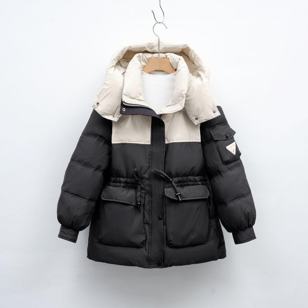 Damen modische Winterjacke mit funktionalen Taschen und großzügiger Kapuze R&B