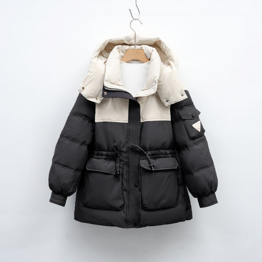 Damen modische Winterjacke mit funktionalen Taschen und großzügiger Kapuze R&B