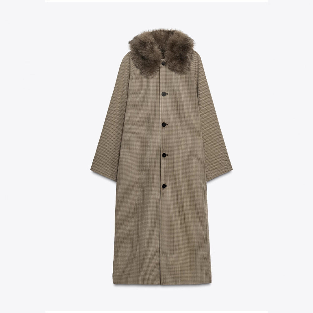 Damen Modische Manteljacke mit elegantem Kragen und Knopfverschluss R&B