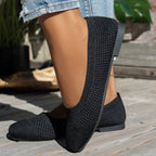 Damen Bequeme Slipper mit atmungsaktivem Strickdesign R&B