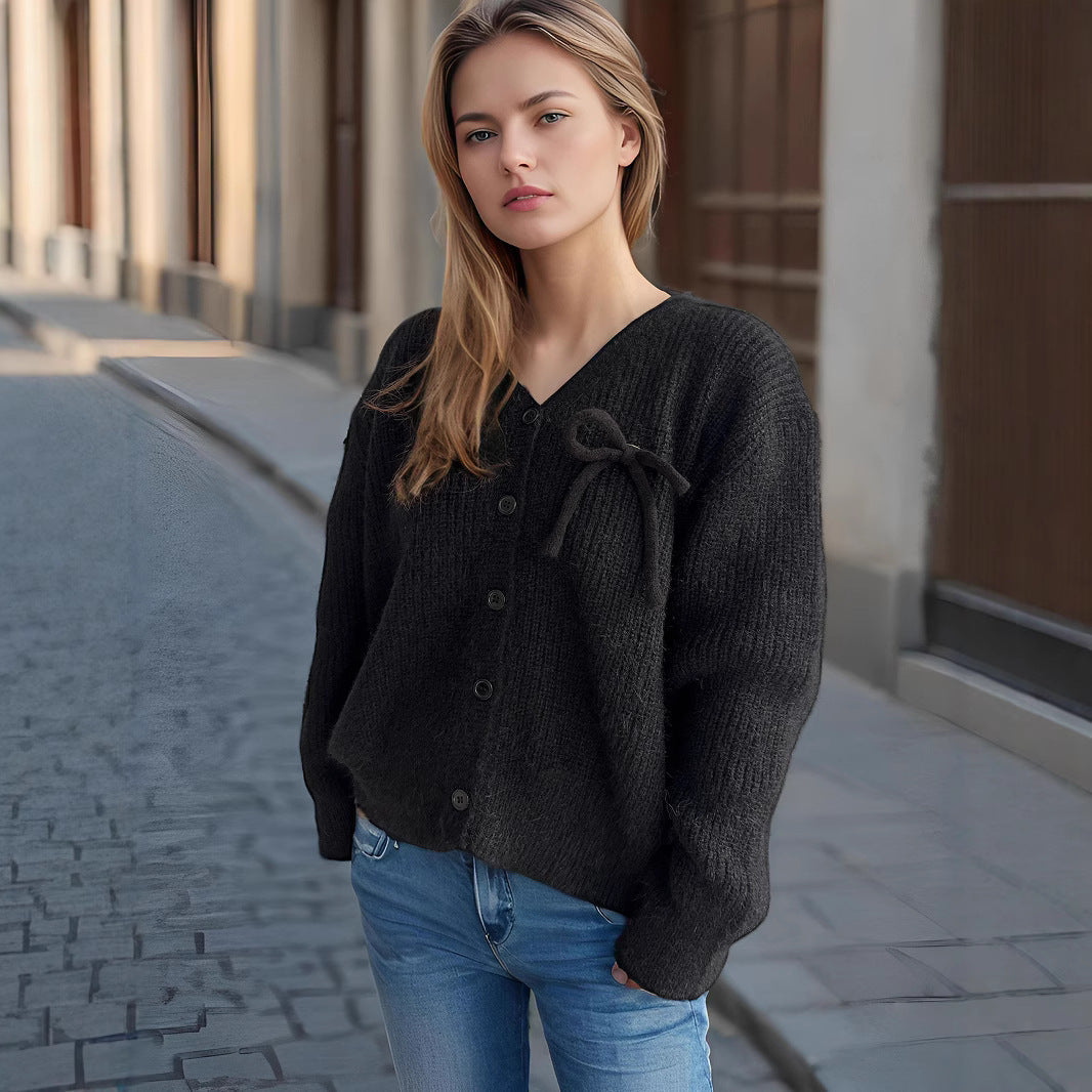 Damen Cardigan mit feinem Strukturmuster und dekorativen Knopfdetails R&B