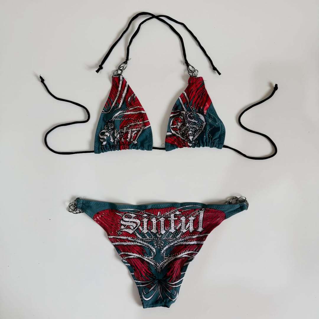 Damen Triangel-Bikini mit kreativem Muster R&B