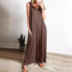 Damen weit geschnittene Jumpsuit mit V-Ausschnitt R&B