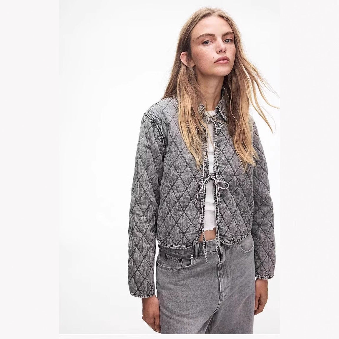 Damen gesteppte Übergangsjacke mit verstellbarem Taillenzug R&B