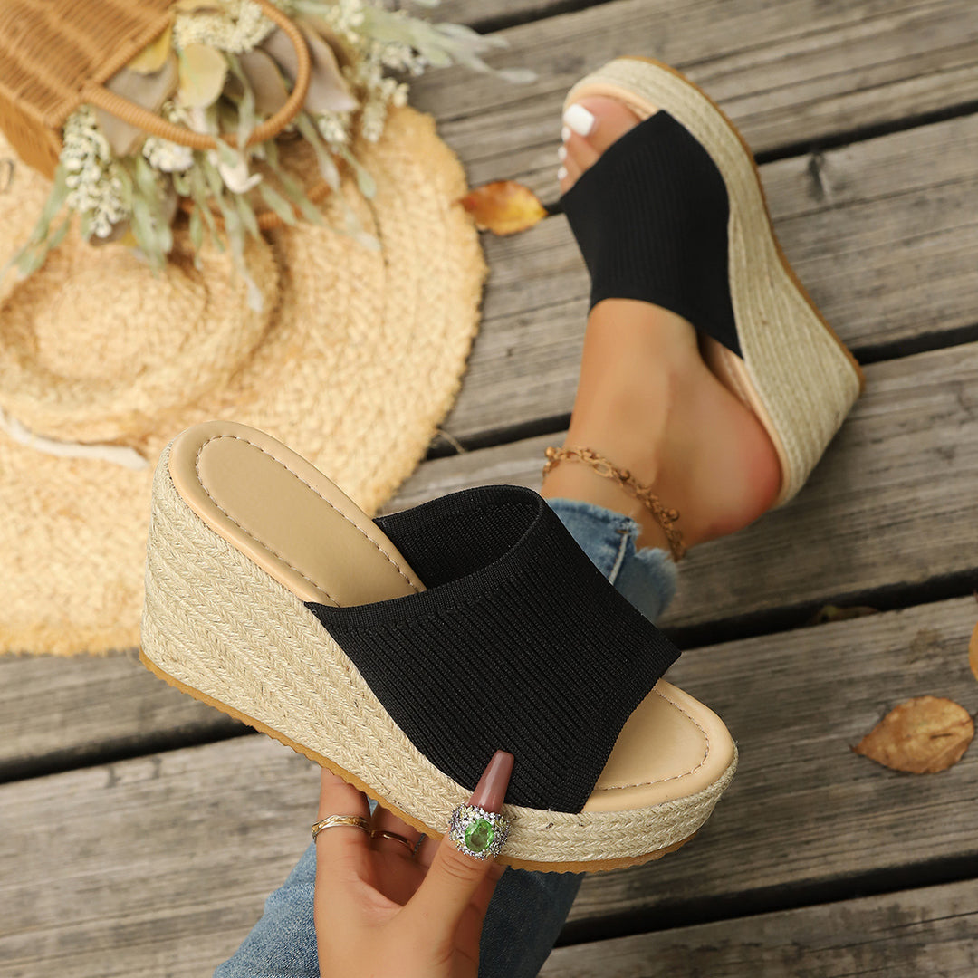 Damen modische Wedge-Pantoletten mit elastischem Obermaterial R&B