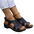 Damen Wedge-Sandaletten aus hochwertigem Leder mit anatomischem Fußbett und modischer Riemenführung R&B