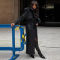Damen Kunstleder Trenchcoat mit Oberteil und Taillengürtel R&B