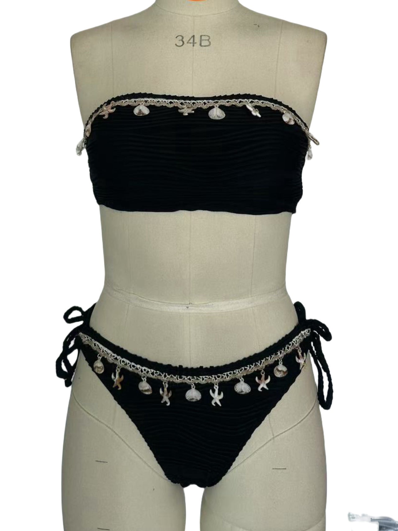 Damen Bandeau-Bikini mit Muschelmuster R&B