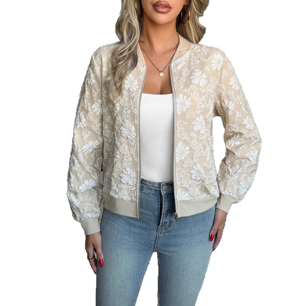 Damen Elegante Stickerei Bomberjacke mit floralen Details R&B