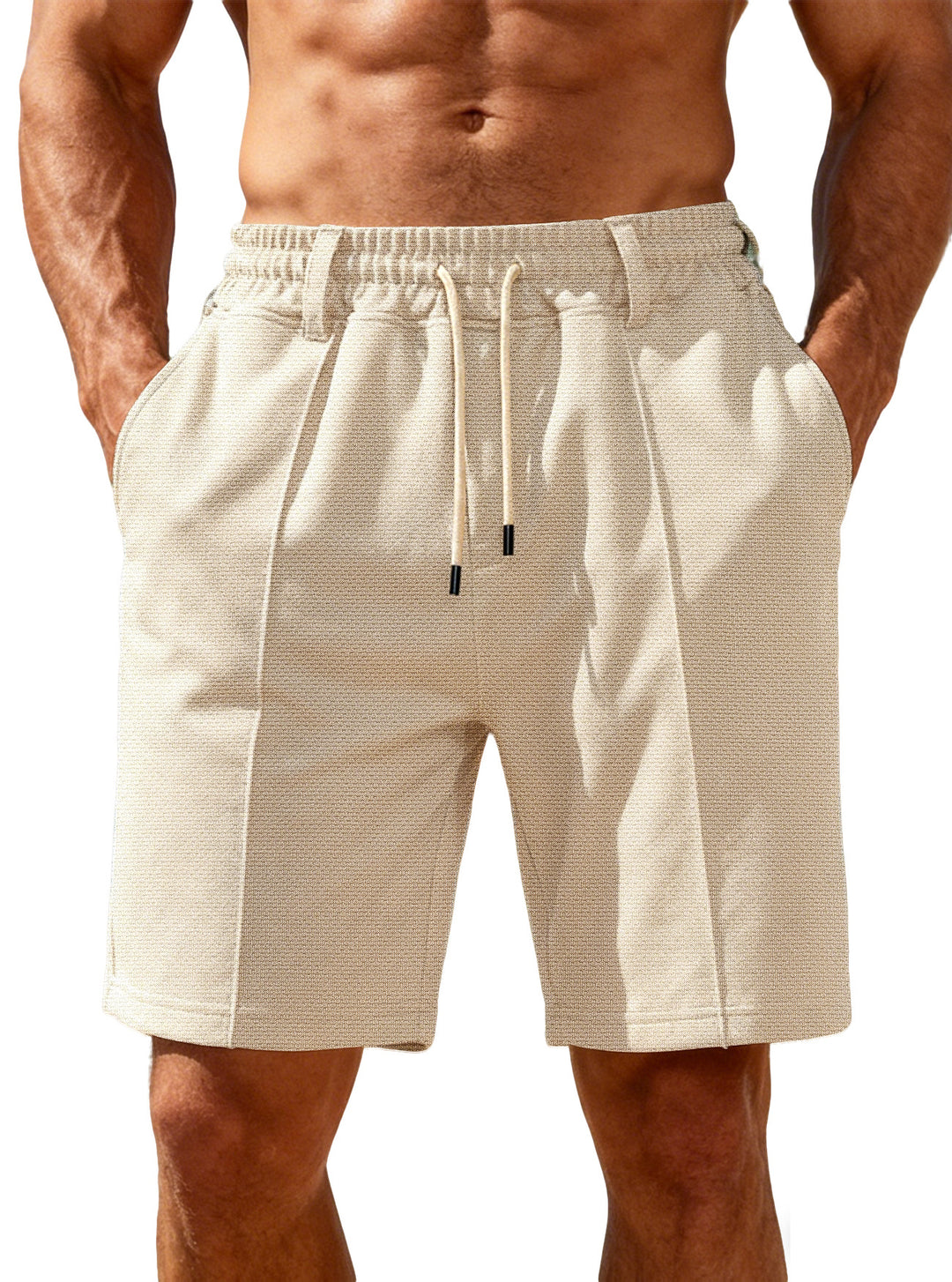 Herren nan Chino-inspirierte Relax-Shorts mit Bundfalten elastischem Tunnelzug und Eingrifftaschen R&B