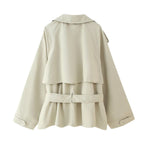 Damen lässige Trenchjacke mit praktischer Bindeschlaufe und elegantem Revers R&B