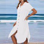 Damen Hemdblusenkleid mit Knopfdetail und schwingendem Saum R&B