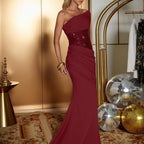 Damen Elegantes Abendkleid mit asymmetrischem Oberteil und figurformenden Raffungen R&B