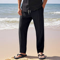 Herren nan relaxed-fit Sommer-Leinenhose mit Bügelfalte elastischem Tunnelzug und Seitentaschen R&B