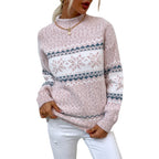 Damen Kuscheliger Oversized-Pullover mit Weihnachtsmotiv und hochschließendem Kragen