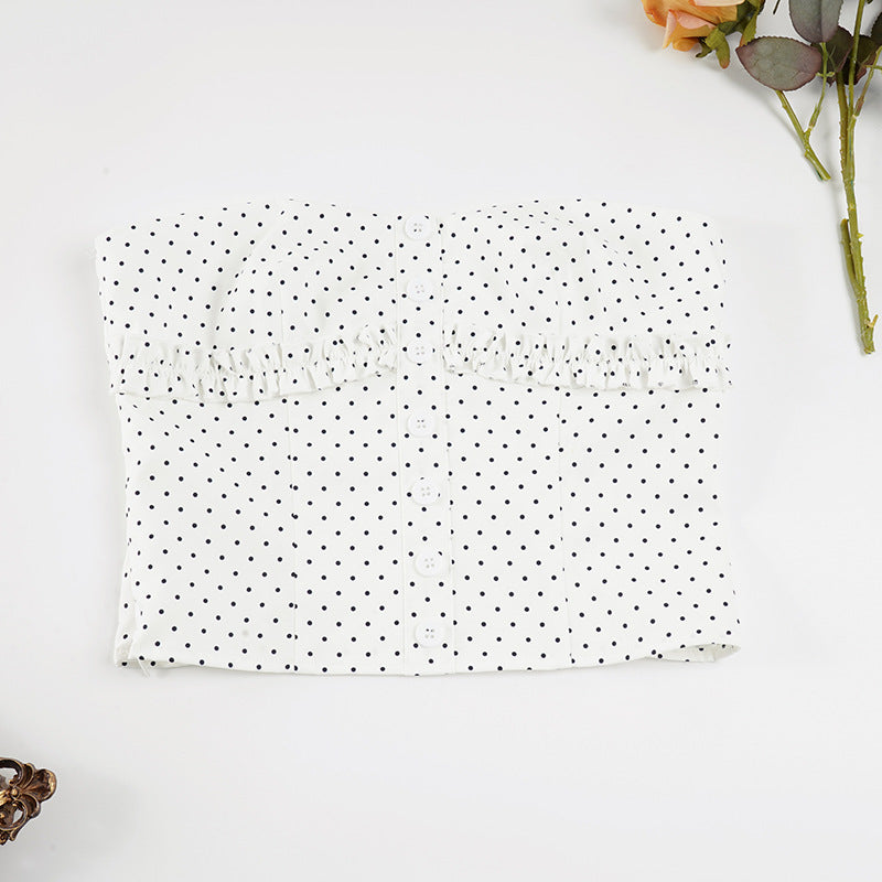 Damen Bandeau-Top mit Rüschendetail und Knopfverschluss R&B