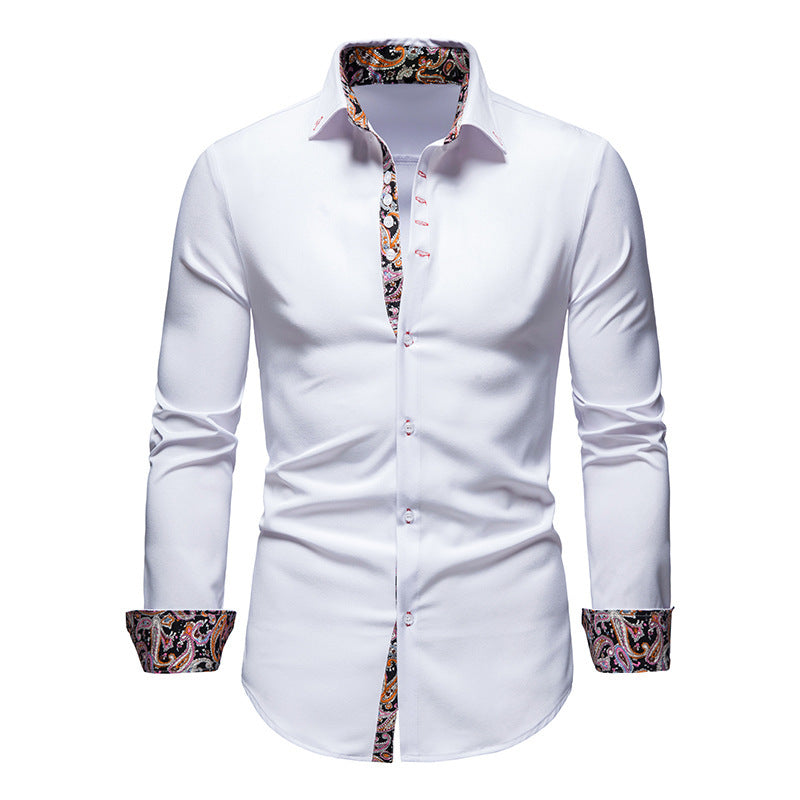 Herren elegantes Langarmhemd mit auffälligem Paisley-Muster R&B