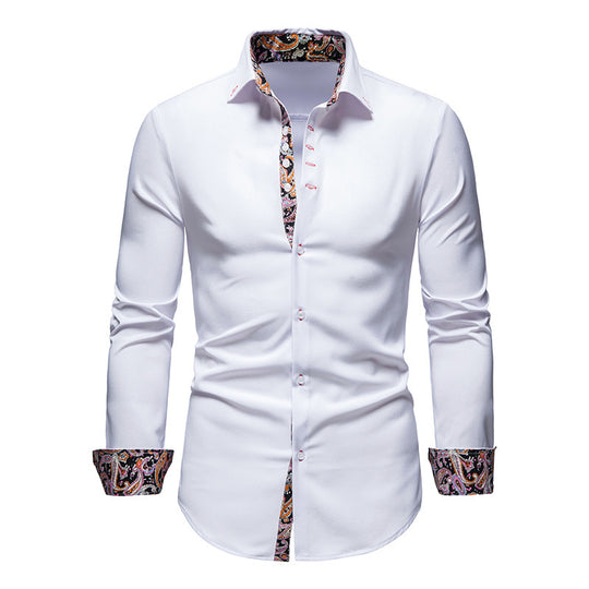 Herren elegantes Langarmhemd mit auffälligem Paisley-Muster R&B