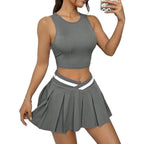 Damen Sportliches Crop-Top und Minirock Set R&B