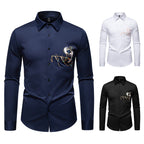 Herren Langarmhemden mit einzigartigem Stickdesign R&B