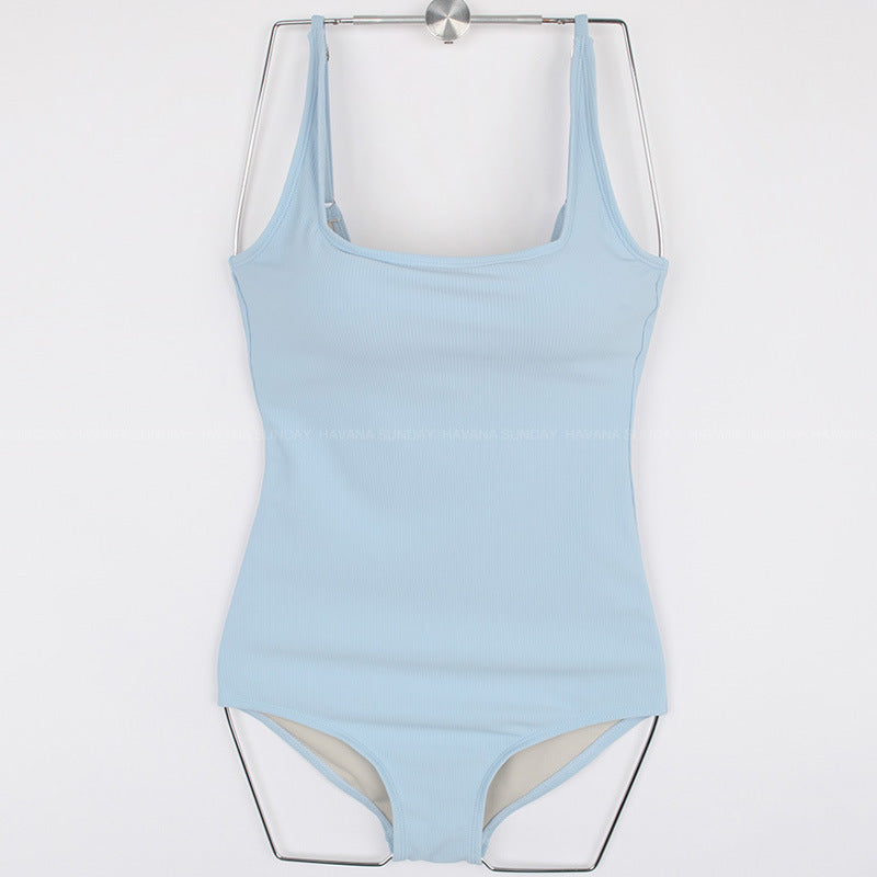 Damen Einteiliger Badeanzug mit modernem, schimmerndem Rippenmuster R&B