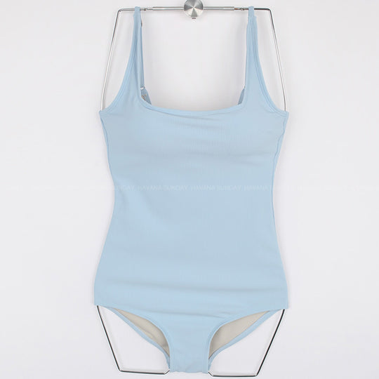 Damen Einteiliger Badeanzug mit modernem, schimmerndem Rippenmuster R&B