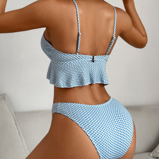 Damen Bikiniversatile mit Rüschen und Karomuster R&B