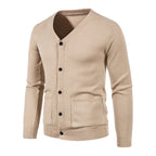 Herren modische Strickjacke mit V-Ausschnitt und praktischen Taschen R&B