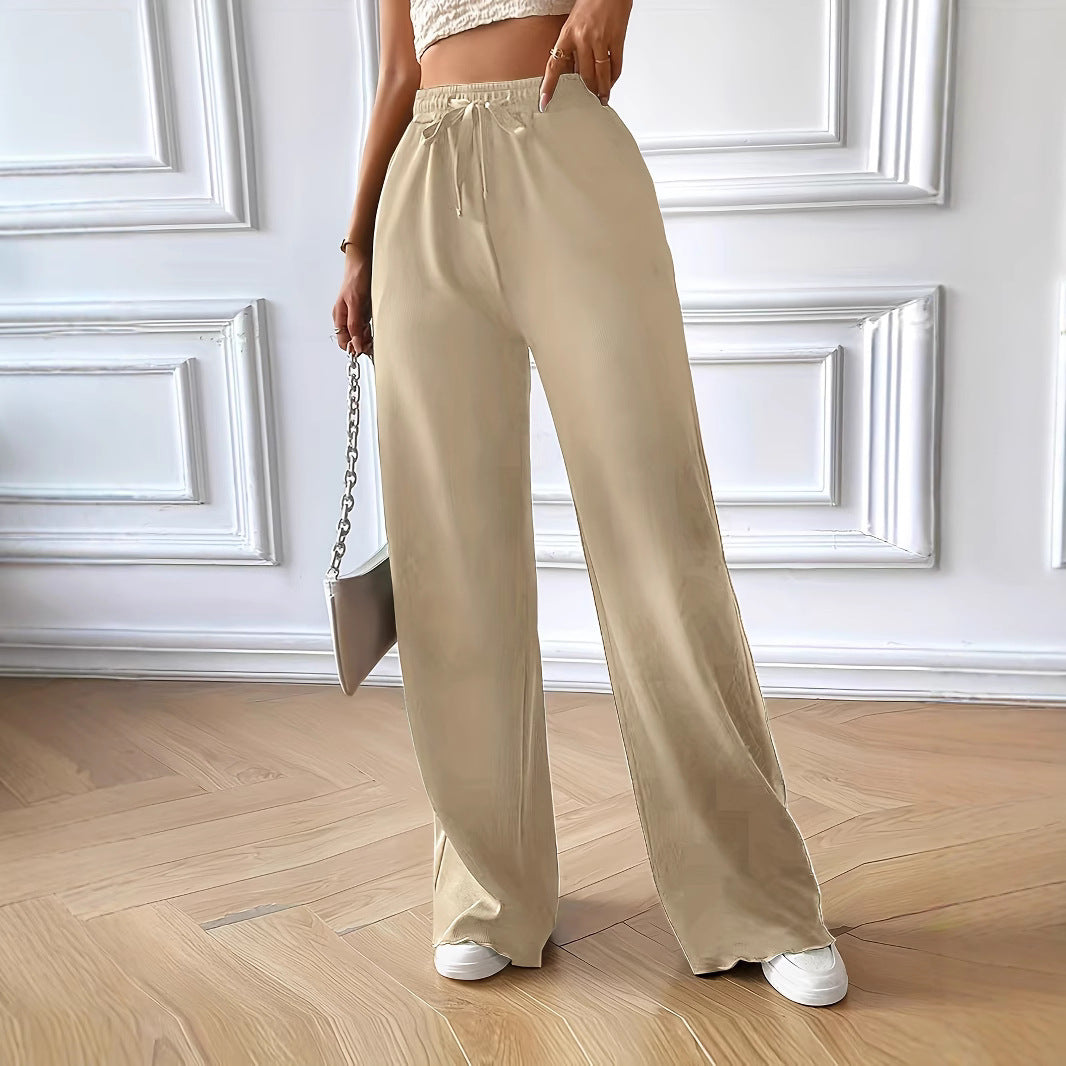 Damen Fließende Palazzo-Hose mit elastischem Bund und Kordelzug R&B