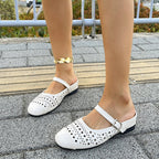 Damen Komfortable Slip-On Sandaletten mit perforierten Designs und verstellbarem Riemen R&B