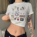 Damen Crop-T-Shirt mit inspirierendem Schriftzug und Sternen-Design R&B
